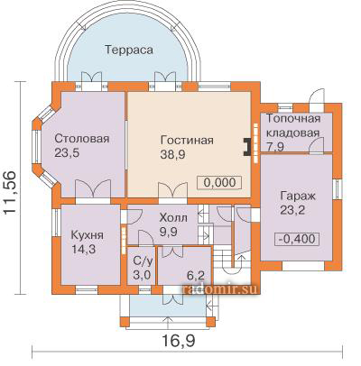 План первого этажа - проект дома  ПРЖ-1
